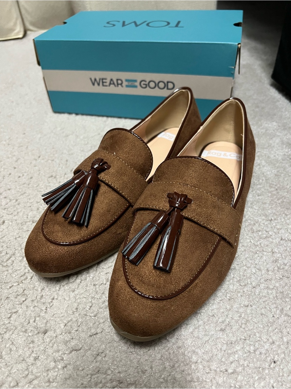 Rag&Co Women’s Brown Suede Tassel Loafers